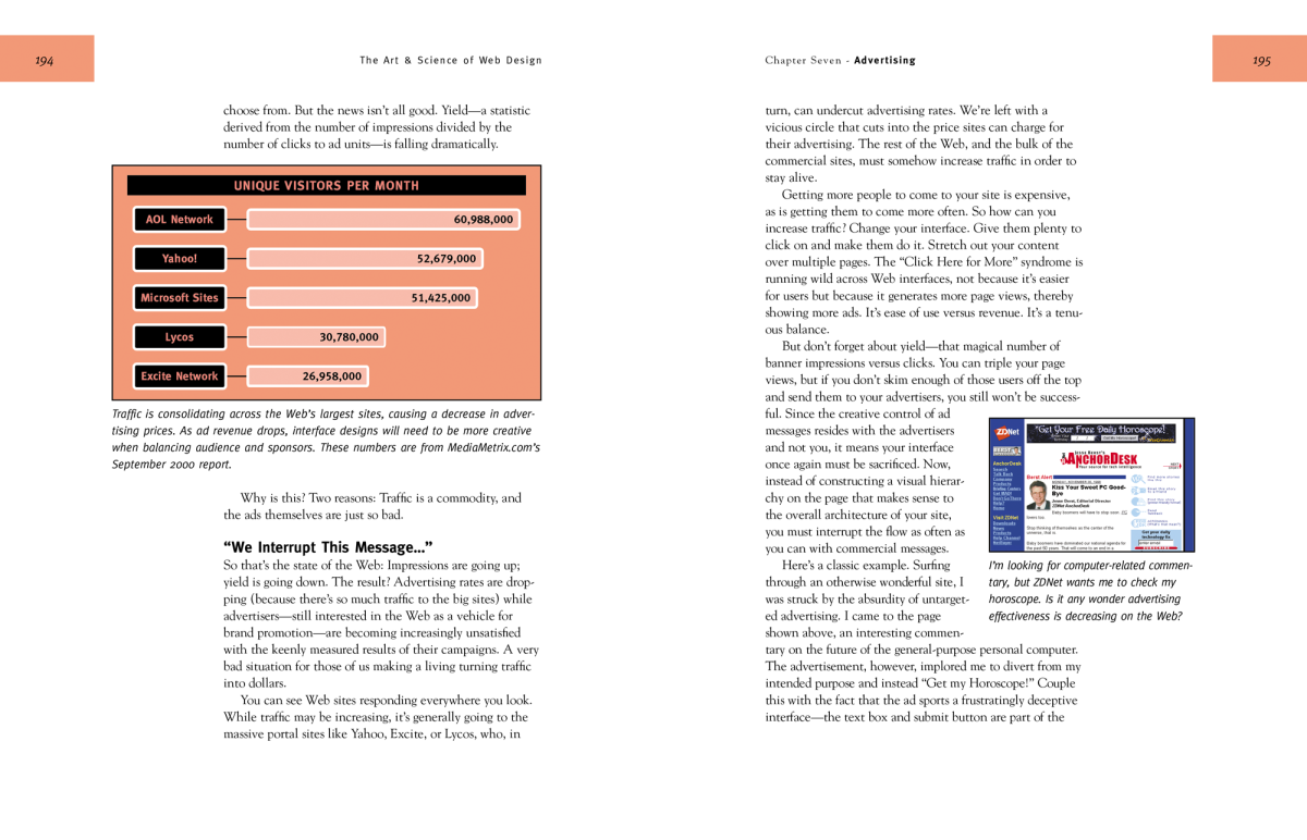 ASWD: Internal spread of Chapter Seven showing graph and screenshot callouts