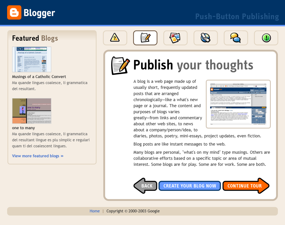 Blogger introduction tour (Publish your thoughts)