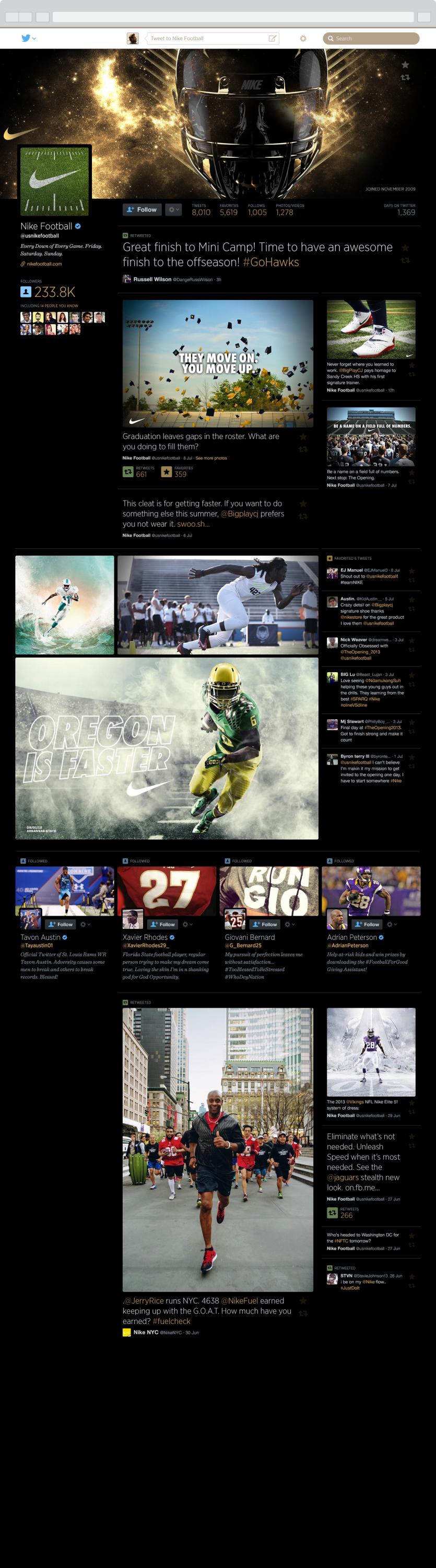 Twitter Highline: Web Profile page for @usnikefootball